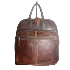 Jack Georges Brown Leather Backpack Bag voyager collection heritage leather